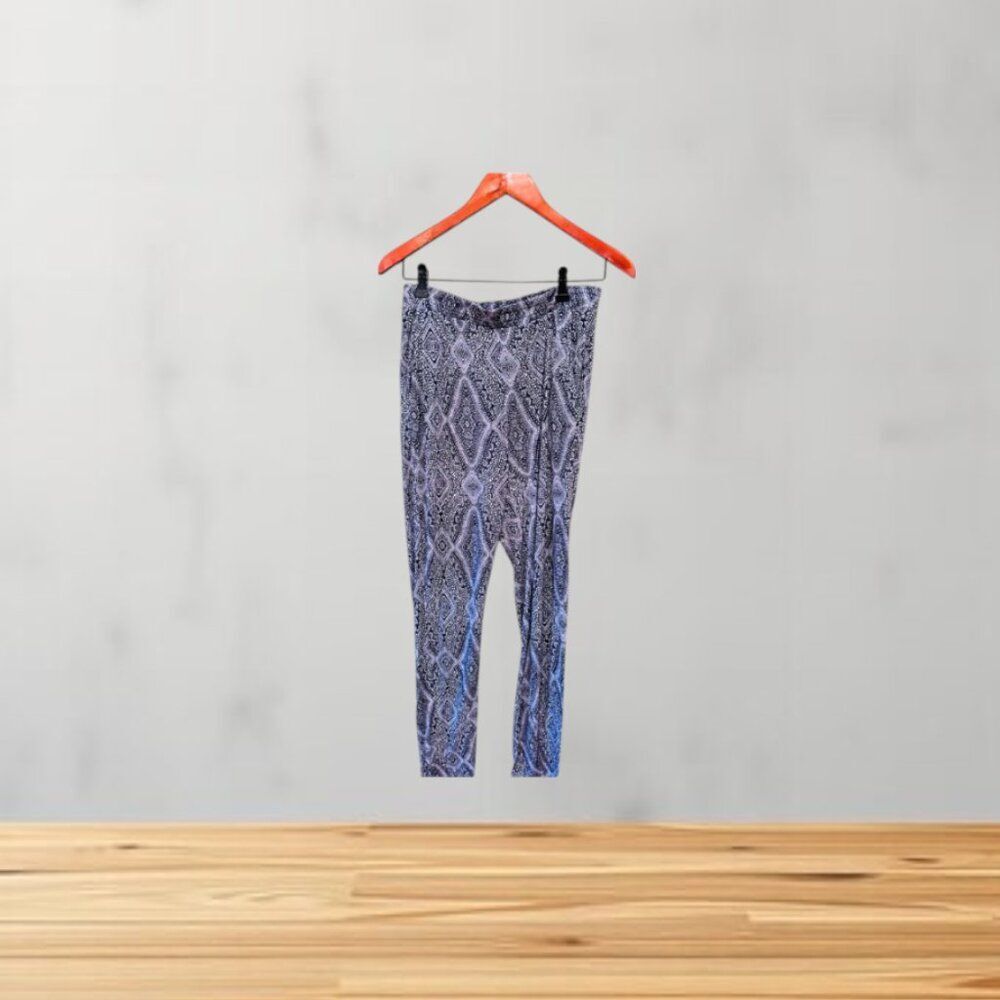 H&M Women Harem Style Navy Blue Geometric Print Size M